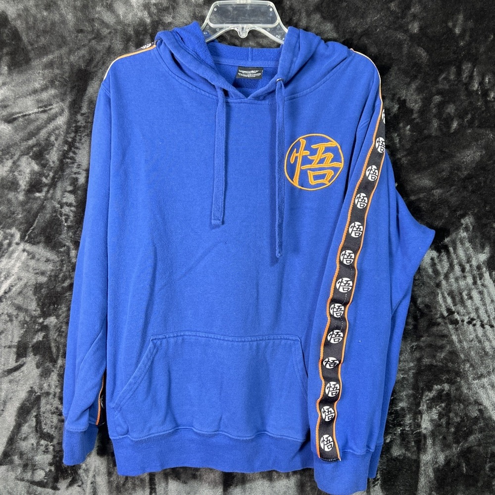 Dragon Ball‎ Z Blue Embroidered Pullover Hoodie Sweatshirt Anime Y2K XL Son Goku